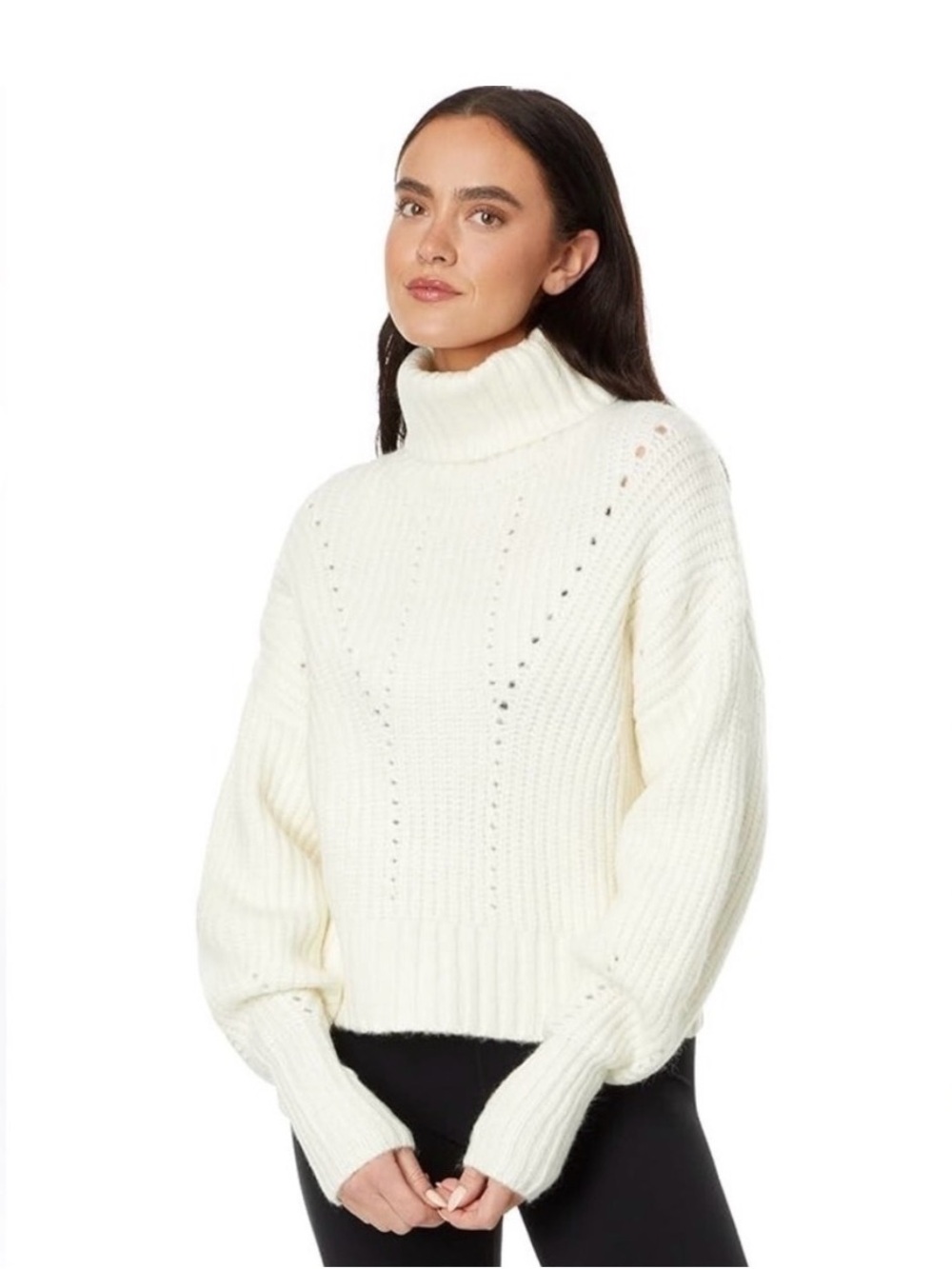 New Varley Rogan Cropped Knit White Sweater